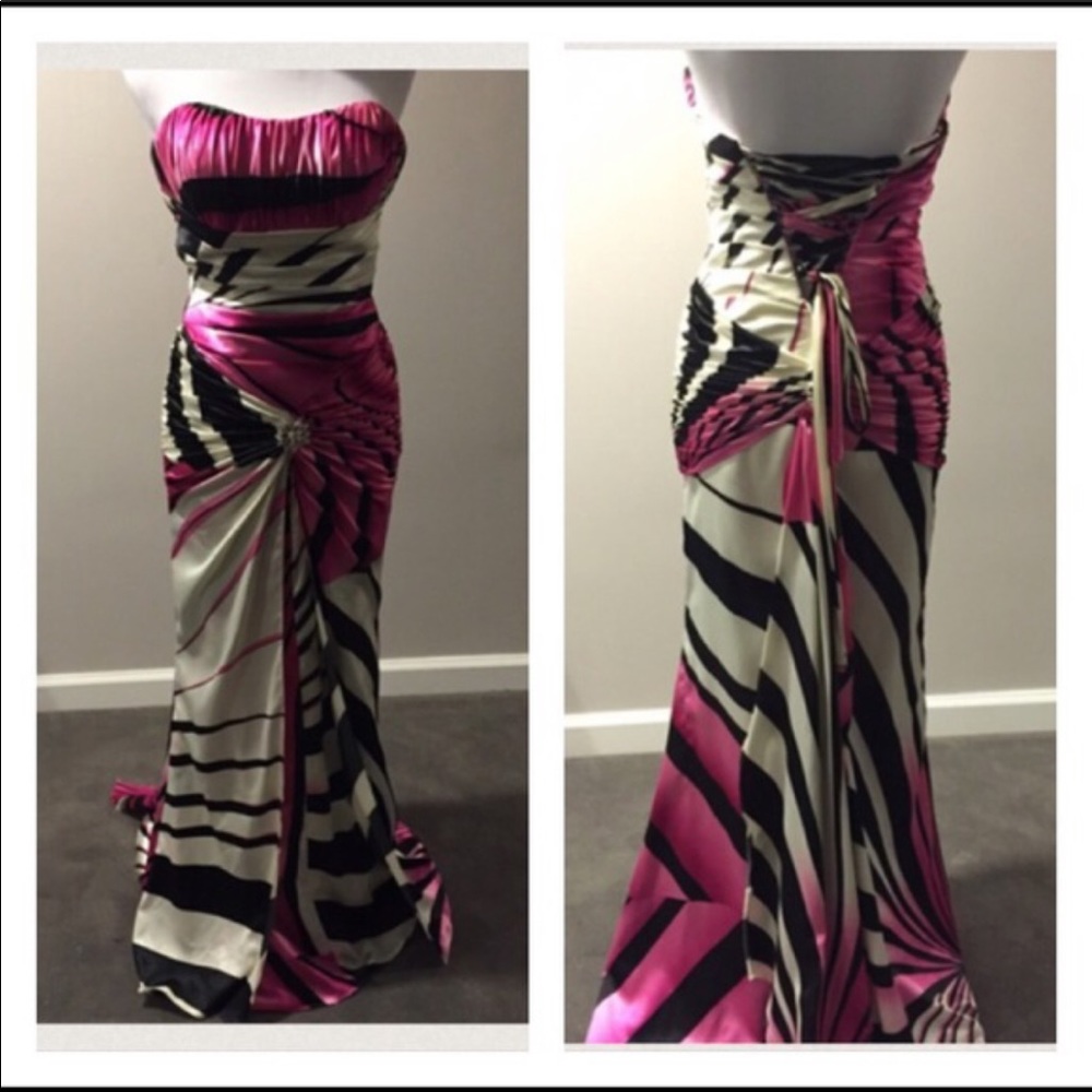 Rouged gown with strappy back